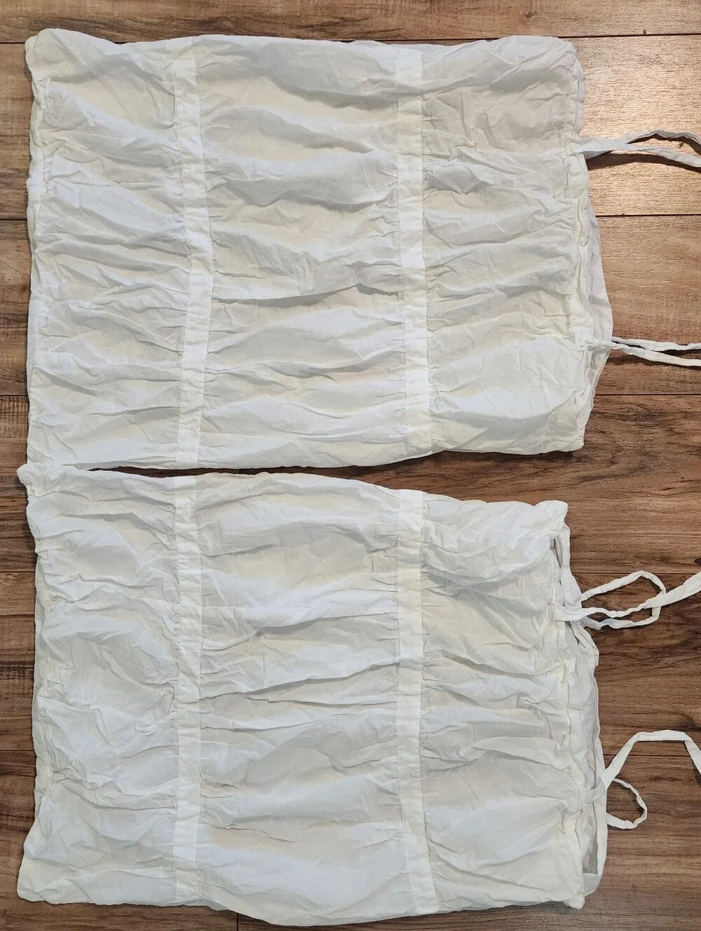 Pottery Barn Hadley White Standard Ruched Tie Sides Sheer Pillow Cases